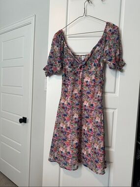 NSR Pink and Green Floral-Print Dress